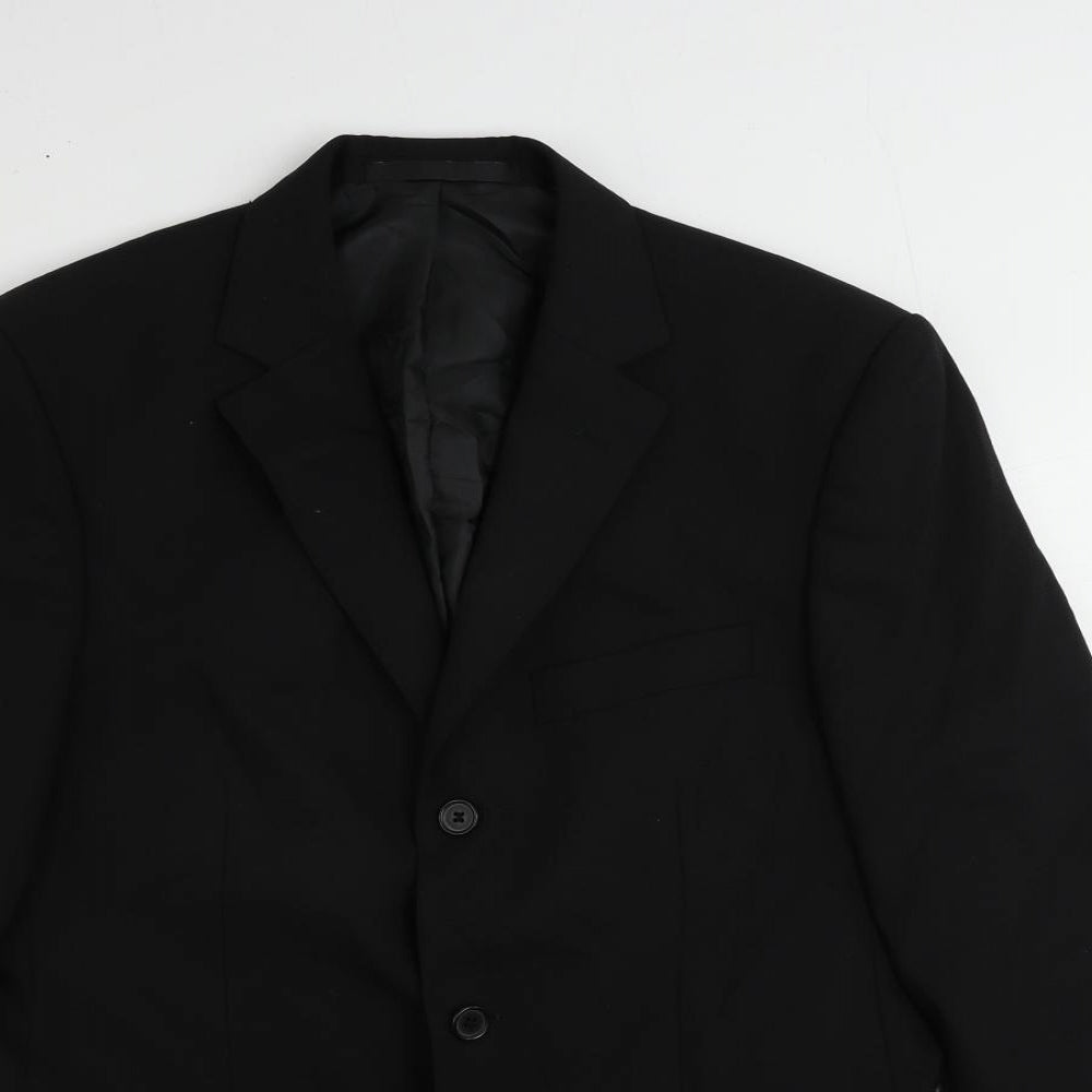 Marks and Spencer Mens Black Polyester Jacket Suit Jacket Size 38 Regular