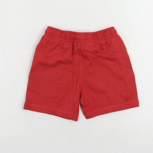 Marks and Spencer Boys Red Cotton Sweat Shorts Size 4-5 Years Regular Drawstring