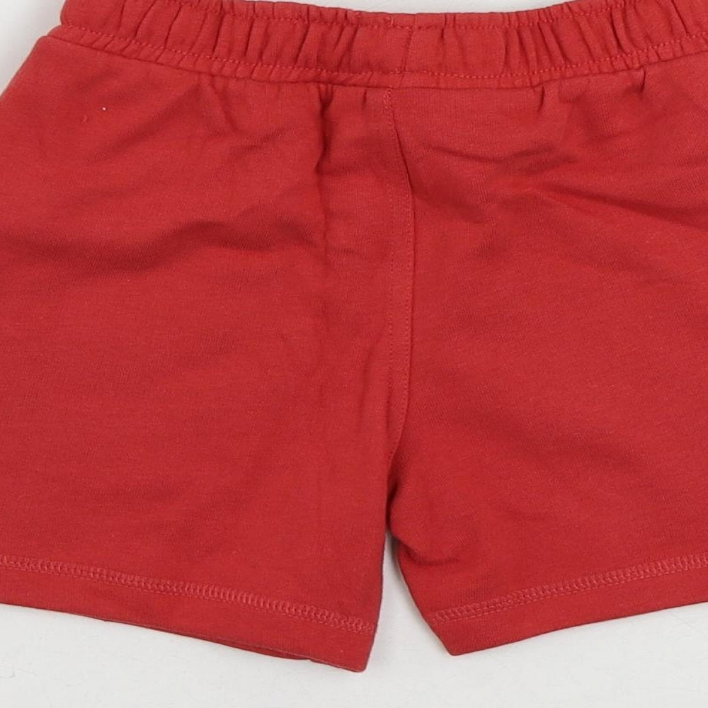 Marks and Spencer Boys Red Cotton Sweat Shorts Size 4-5 Years Regular Drawstring