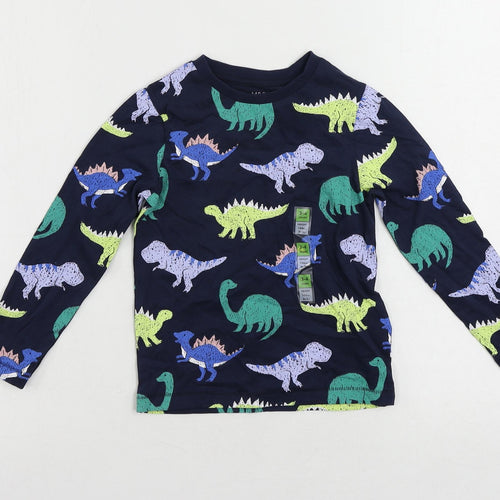 Marks and Spencer Boys Blue Geometric Cotton Pullover T-Shirt Size 3-4 Years Crew Neck Pullover - Dinosaur Print