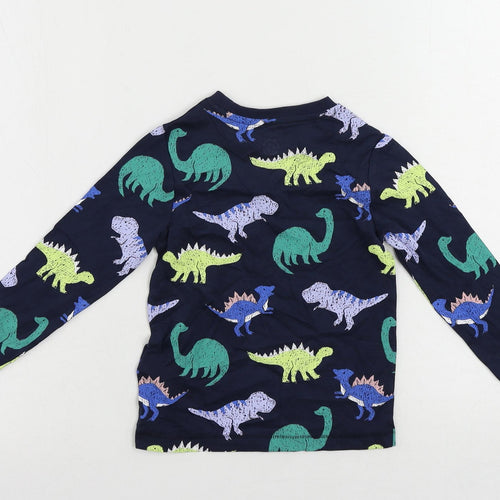 Marks and Spencer Boys Blue Geometric Cotton Pullover T-Shirt Size 3-4 Years Crew Neck Pullover - Dinosaur Print