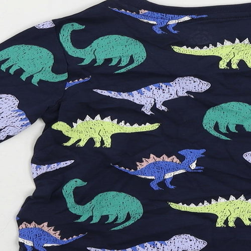 Marks and Spencer Boys Blue Geometric Cotton Pullover T-Shirt Size 3-4 Years Crew Neck Pullover - Dinosaur Print