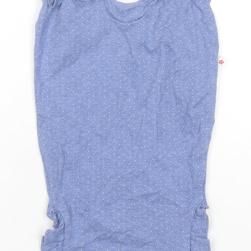 NEXT Girls Blue Polka Dot Cotton Babygrow One-Piece Size 6-9 Months Snap - Bee