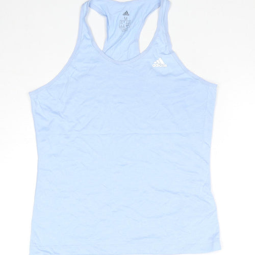 adidas Womens Blue Polyester Basic Tank Size 12 Scoop Neck Pullover - Size 12-14