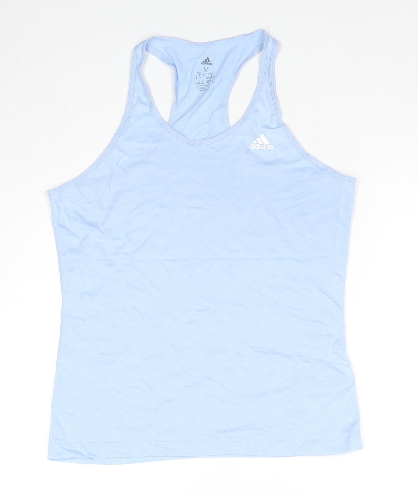 adidas Womens Blue Polyester Basic Tank Size 12 Scoop Neck Pullover - Size 12-14