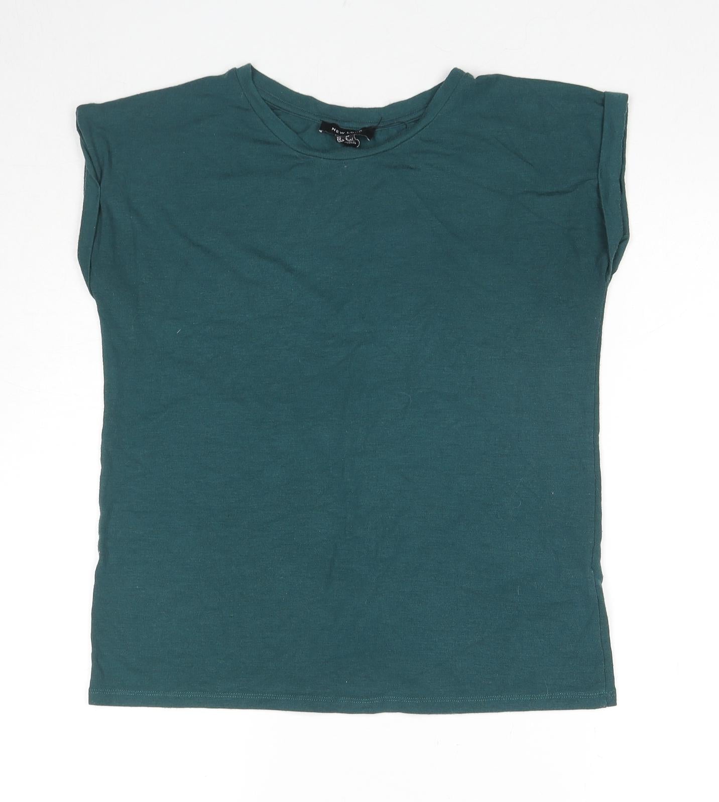 New Look Womens Green Polyester Basic Tank Size 10 Round Neck
