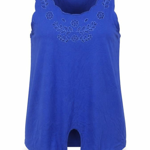 New Look Womens Blue Polyester Basic Tank Size 8 Round Neck - Tie Detail, Embraided Detail