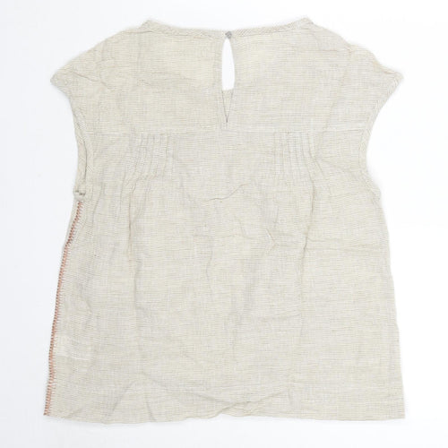 Wrap London Womens Beige Linen Basic Tank Size 8 Round Neck