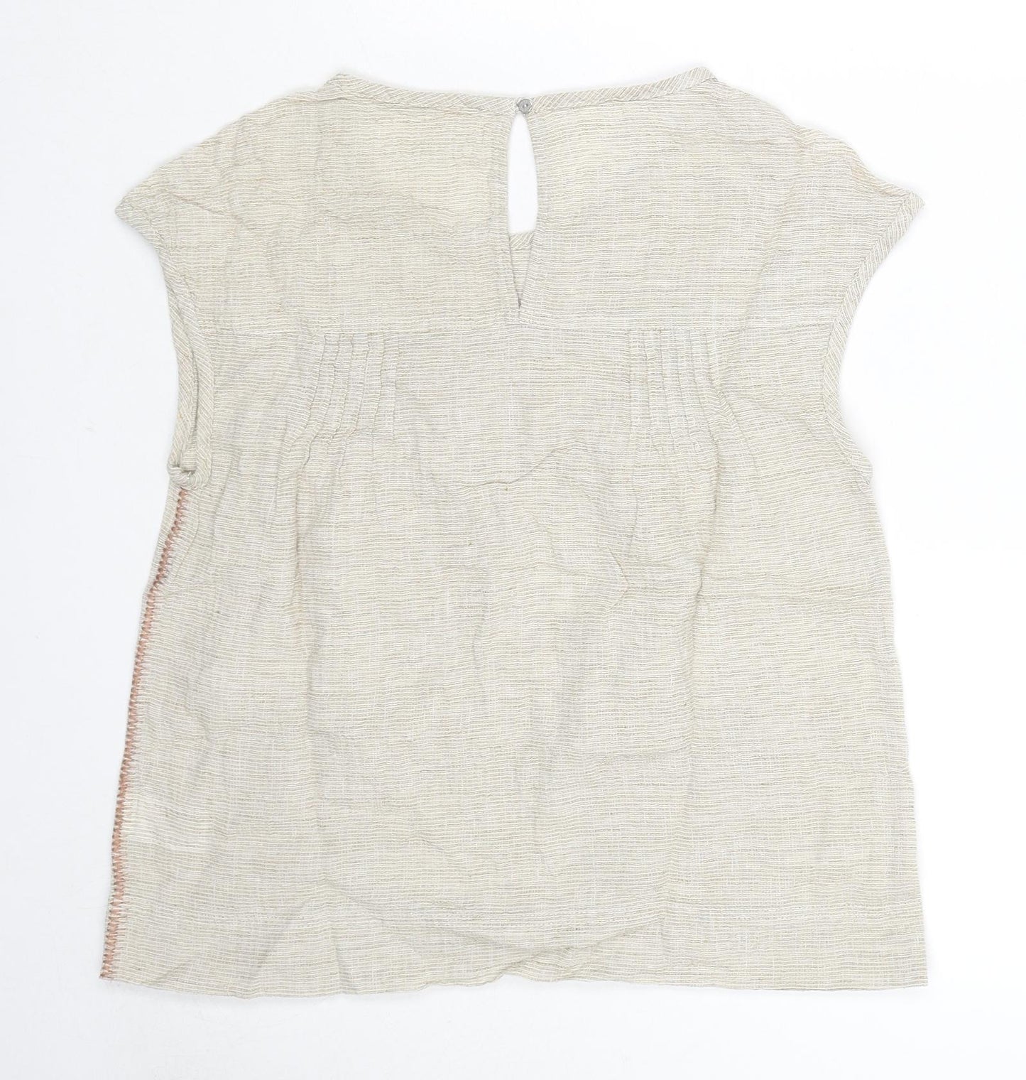 Wrap London Womens Beige Linen Basic Tank Size 8 Round Neck
