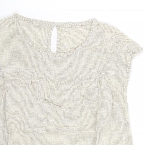 Wrap London Womens Beige Linen Basic Tank Size 8 Round Neck