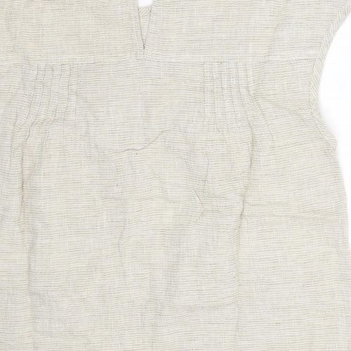 Wrap London Womens Beige Linen Basic Tank Size 8 Round Neck