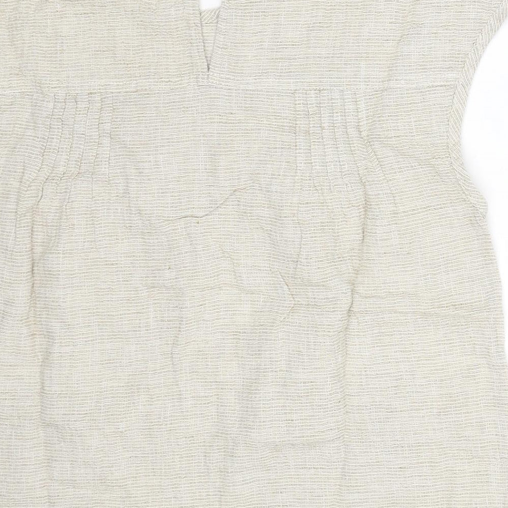 Wrap London Womens Beige Linen Basic Tank Size 8 Round Neck