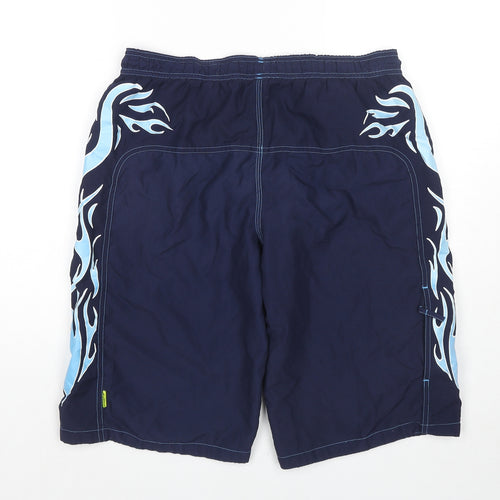 Speedo Boys Blue Polyester Utility Shorts Size XL L12 in Regular Drawstring - Flames Swim Shorts Label Size YBXL