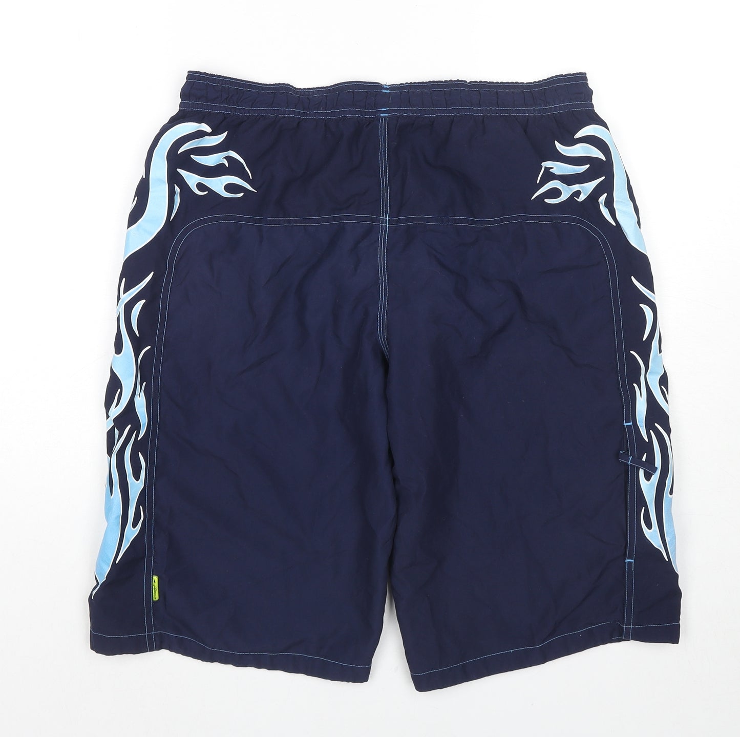 Speedo Boys Blue Polyester Utility Shorts Size XL L12 in Regular Drawstring - Flames Swim Shorts Label Size YBXL