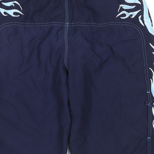 Speedo Boys Blue Polyester Utility Shorts Size XL L12 in Regular Drawstring - Flames Swim Shorts Label Size YBXL
