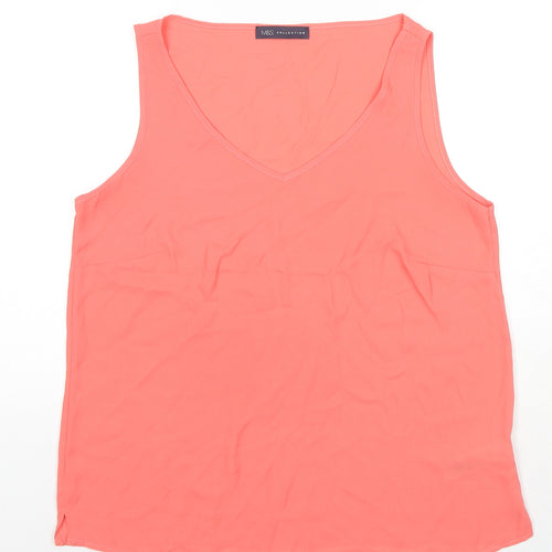 Marks and Spencer Womens Orange Polyester Basic Tank Size 14 V-Neck