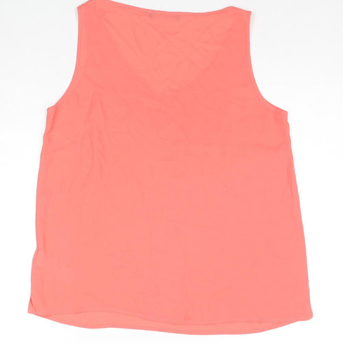 Marks and Spencer Womens Orange Polyester Basic Tank Size 14 V-Neck