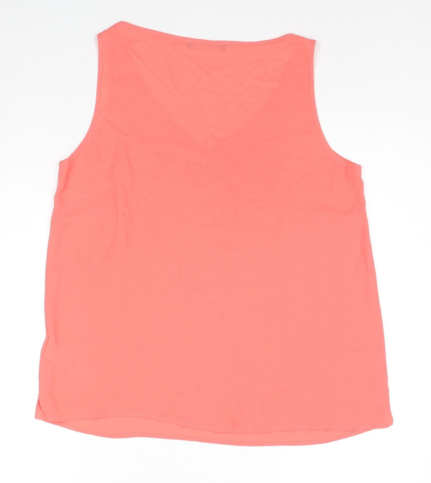 Marks and Spencer Womens Orange Polyester Basic Tank Size 14 V-Neck