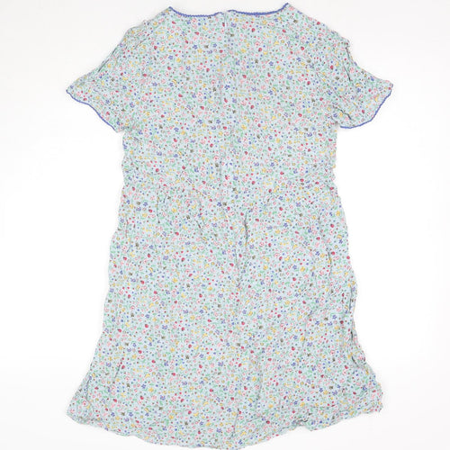 Cath Kidston Womens Blue Floral Polyester A-Line Size 12 Round Neck Zip - Bees Ladybugs