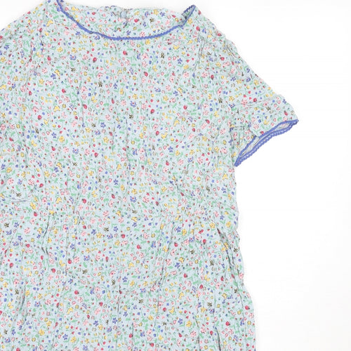 Cath Kidston Womens Blue Floral Polyester A-Line Size 12 Round Neck Zip - Bees Ladybugs
