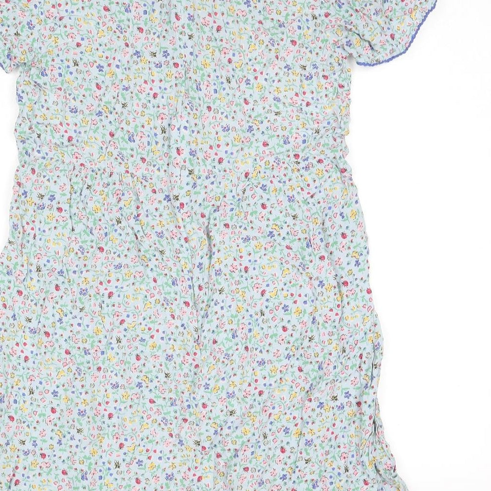 Cath Kidston Womens Blue Floral Polyester A-Line Size 12 Round Neck Zip - Bees Ladybugs