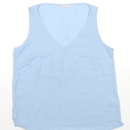 Marks and Spencer Womens Blue Polyester Basic Tank Size 14 V-Neck