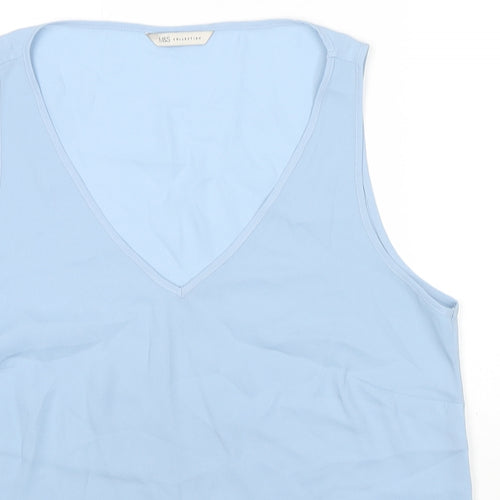 Marks and Spencer Womens Blue Polyester Basic Tank Size 14 V-Neck