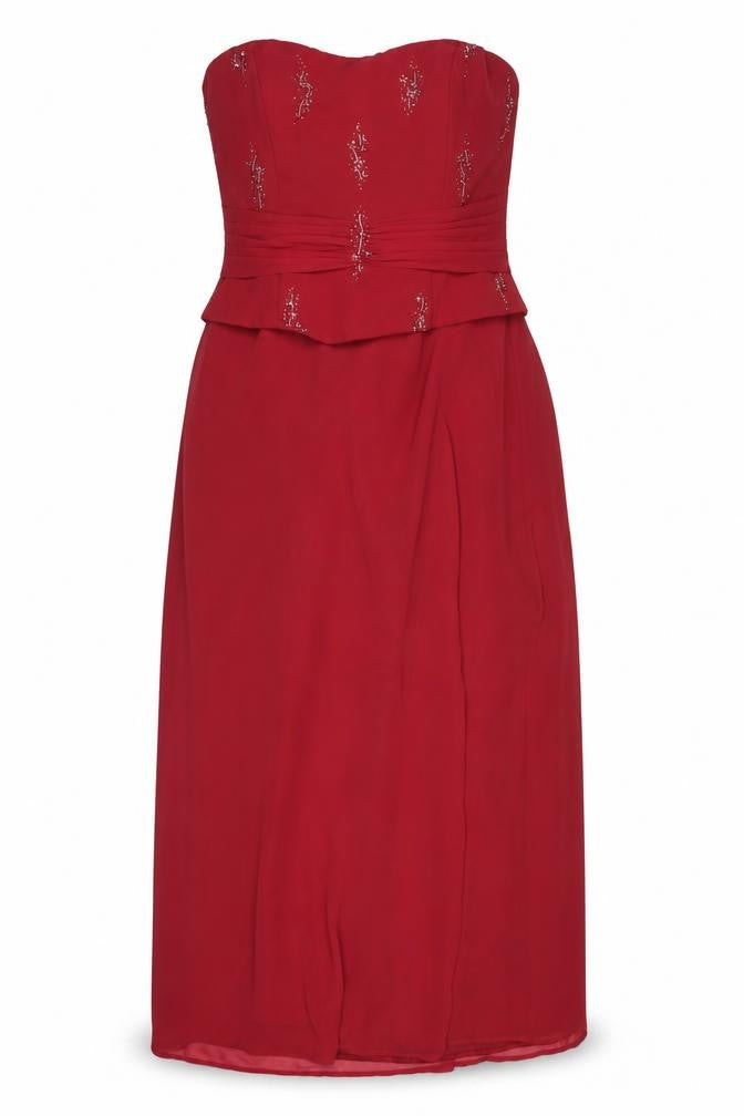 Imogene Holland Womens Red Polyester Ball Gown Size 14 Sweetheart Zip - Beaded Detail