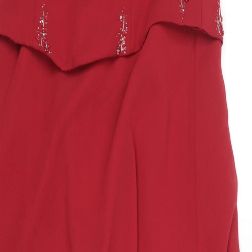 Imogene Holland Womens Red Polyester Ball Gown Size 14 Sweetheart Zip - Beaded Detail
