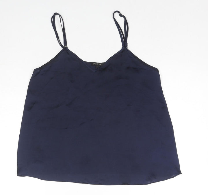 River Island Womens Blue Polyester Camisole Tank Size 10 V-Neck