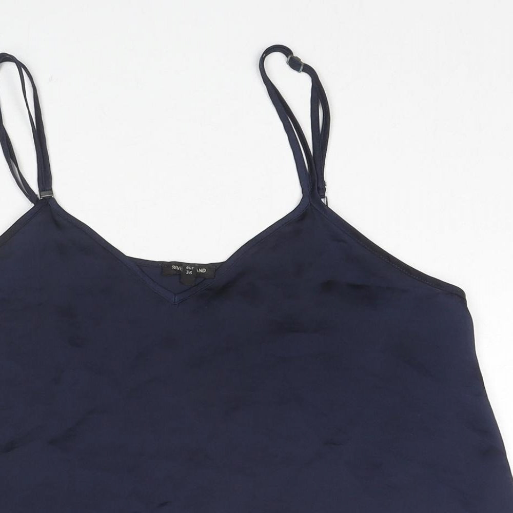 River Island Womens Blue Polyester Camisole Tank Size 10 V-Neck