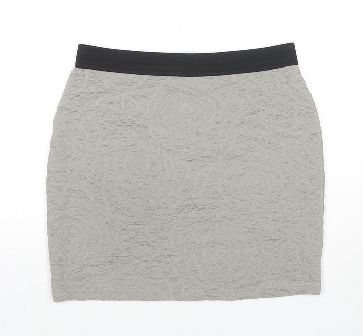 Silence + Noise Womens Green Geometric Viscose Mini Skirt Size M