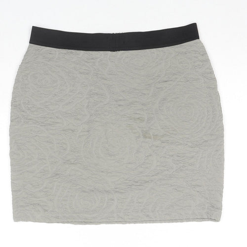 Silence + Noise Womens Green Geometric Viscose Mini Skirt Size M