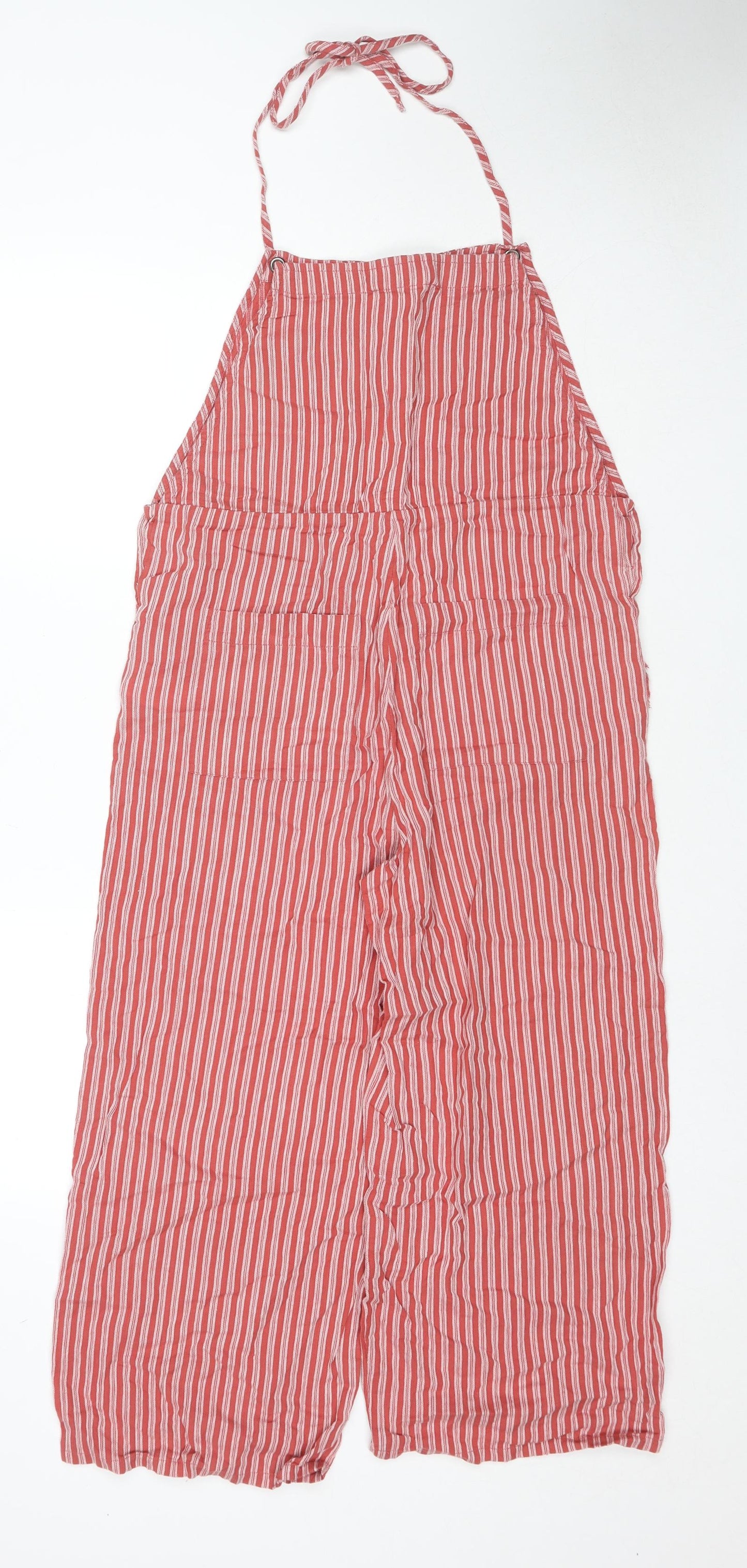 Designers Society Womens Red Striped Cotton Jumpsuit One-Piece Size M L21 in Tie