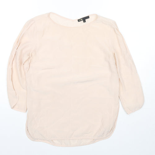Maje Womens Beige Polyester Basic Blouse Size 8 Round Neck