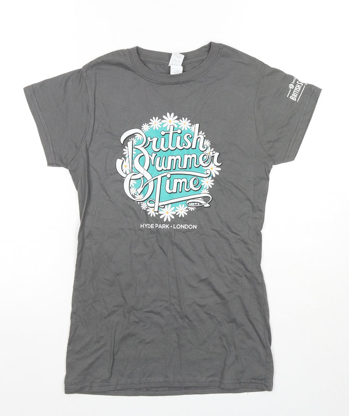 Gildan Womens Grey Cotton Basic T-Shirt Size S Round Neck - British Summer Time Hyde Park London