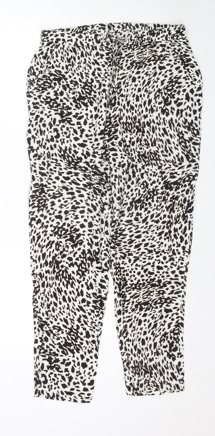 Dorothy Perkins Womens Multicoloured Animal Print Viscose Trousers Size 10 L26 in Regular Drawstring