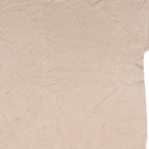 H&M Womens Beige Acrylic Jersey T-Shirt Size M Round Neck