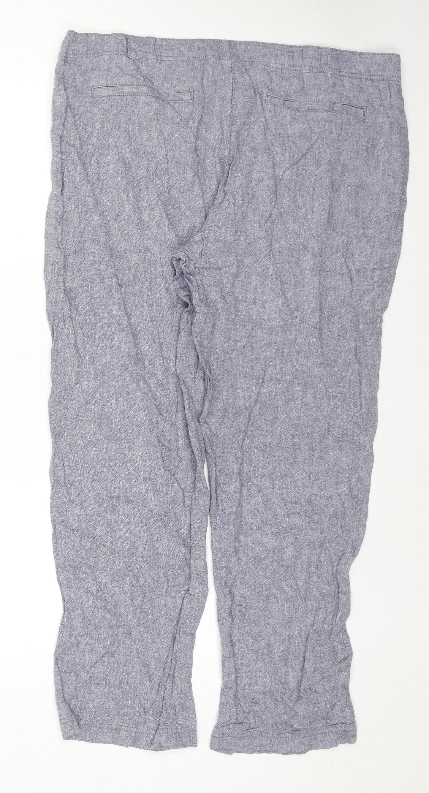 F&F Womens Blue Linen Trousers Size 10 L29 in Regular Zip