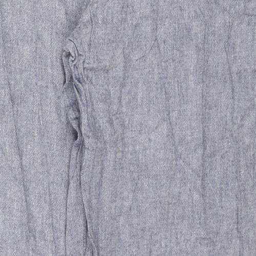 F&F Womens Blue Linen Trousers Size 10 L29 in Regular Zip