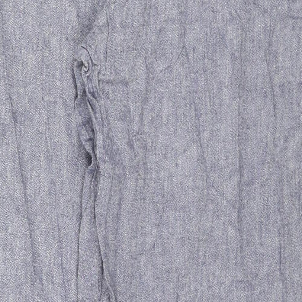 F&F Womens Blue Linen Trousers Size 10 L29 in Regular Zip