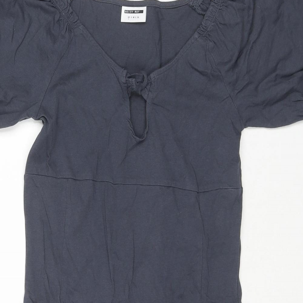 Noisy may Womens Grey Cotton T-Shirt Dress Size XS Round Neck Pullover