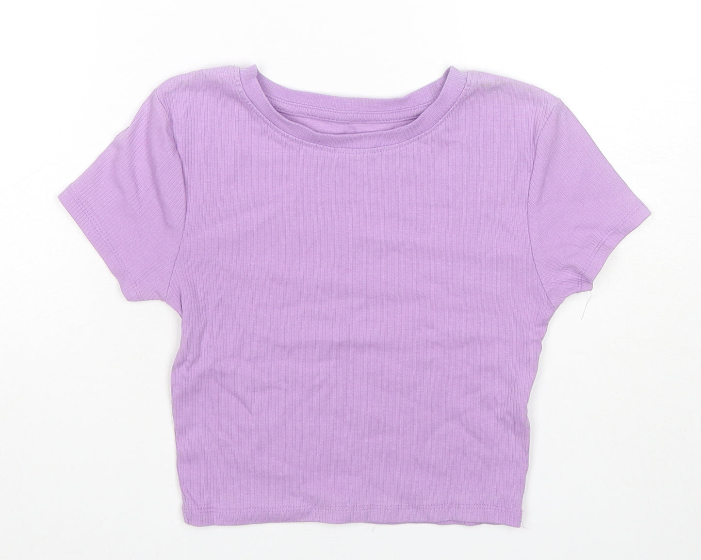 FSBN Sisters Womens Purple Cotton Cropped T-Shirt Size S Round Neck
