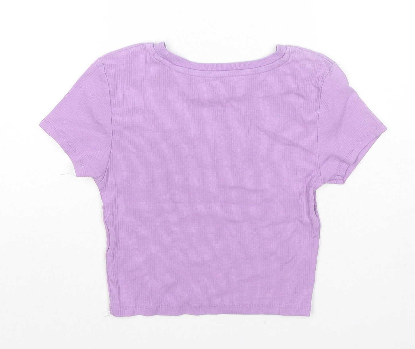 FSBN Sisters Womens Purple Cotton Cropped T-Shirt Size S Round Neck