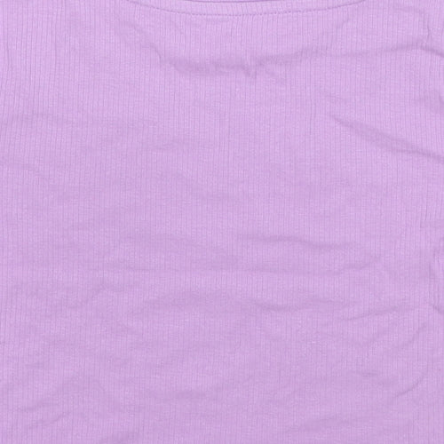 FSBN Sisters Womens Purple Cotton Cropped T-Shirt Size S Round Neck