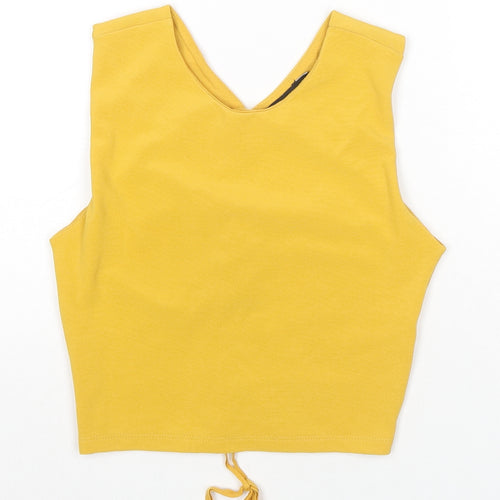 Stradivarius Womens Yellow Polyester Cropped Tank Size M V-Neck