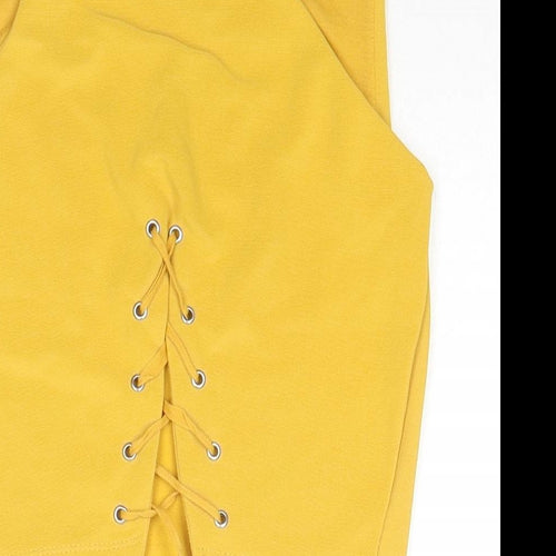 Stradivarius Womens Yellow Polyester Cropped Tank Size M V-Neck