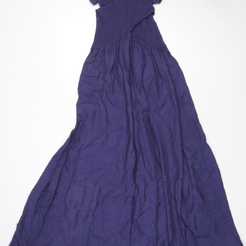 Apricot Womens Blue Viscose Maxi Size 14 V-Neck Pullover - Side Slit(s)