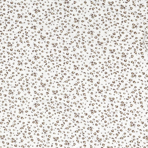 Marks and Spencer Womens White Animal Print Cotton Basic T-Shirt Size 12 Round Neck - Leopard Print