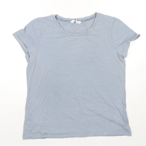 LTS Basic Womens Blue Cotton Basic T-Shirt Size L Round Neck